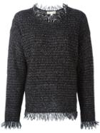 Michael Michael Kors Frayed Edge Jumper, Women's, Size: Small, Black, Linen/flax/acrylic/nylon/alpaca