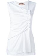 No21 Ruffled Trim Top, Size: 40, White, Cotton