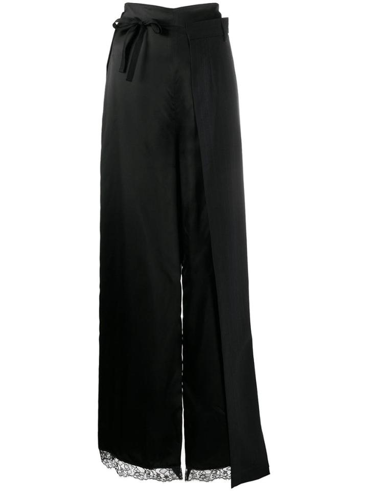 Mm6 Maison Margiela Lace Trim Layered Long Skirt - Blue
