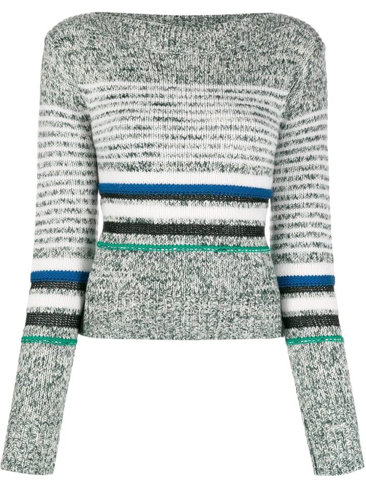 See By Chloé Horizontal Knit Stripes Jumper - Green