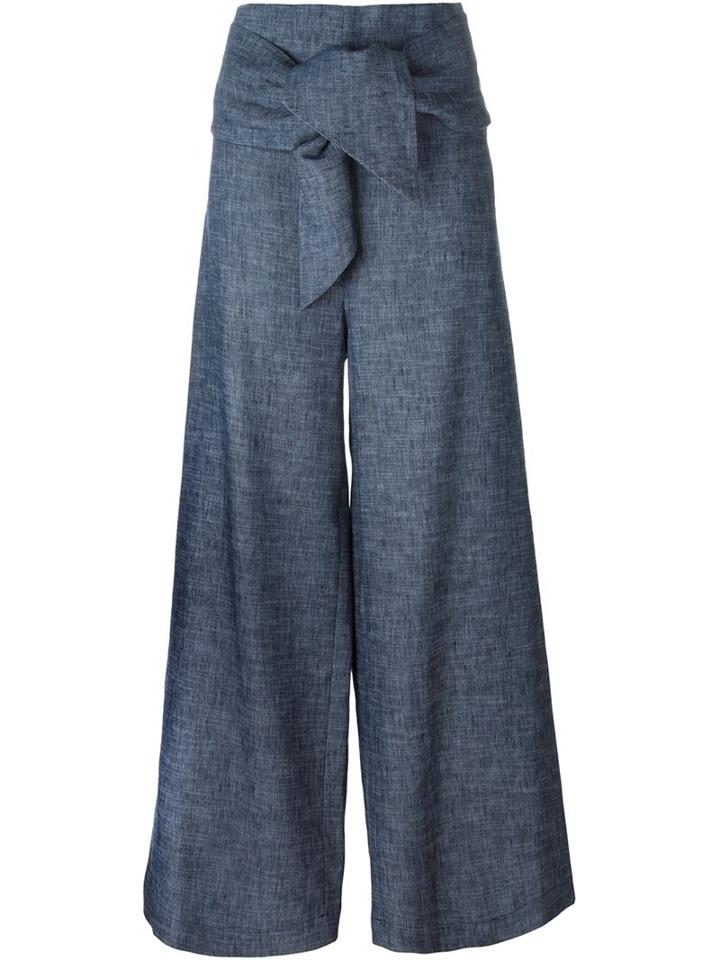 Msgm Chambray Wide Leg Trousers