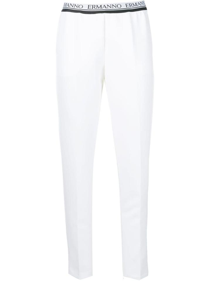 Ermanno Ermanno Creased Slim Fit Trousers - White