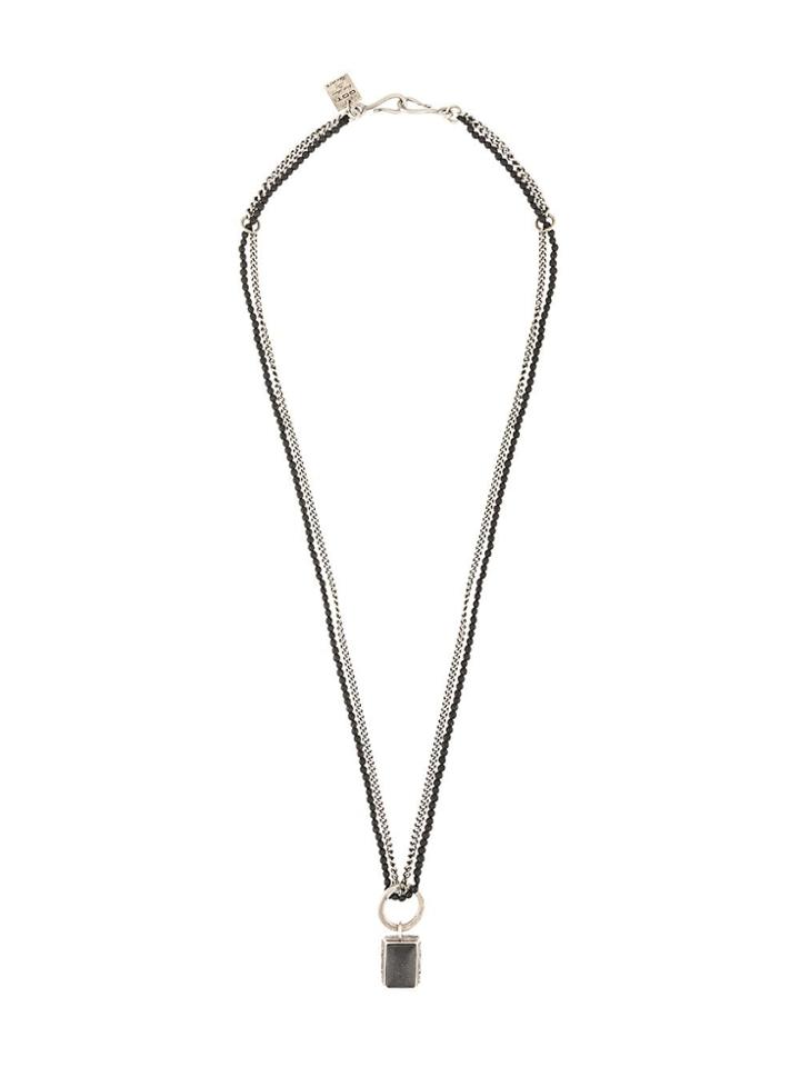 Goti Double Chain Pendant Necklace - Silver