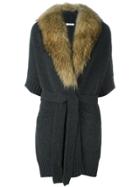 P.a.r.o.s.h. Marmot Fur Collar Cardi-coat - Grey