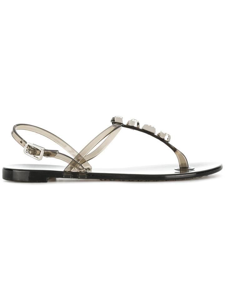 Casadei Gem Embellished Sandals - Black