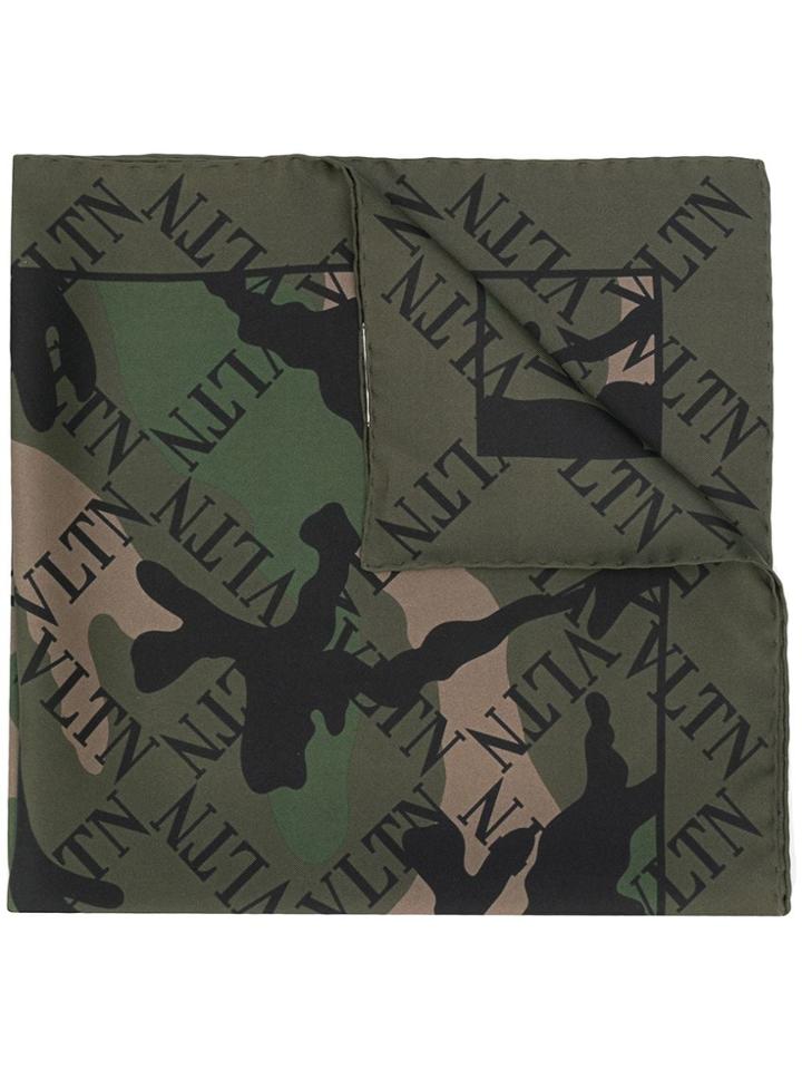 Valentino Vltn Camouflage Scarf - Green