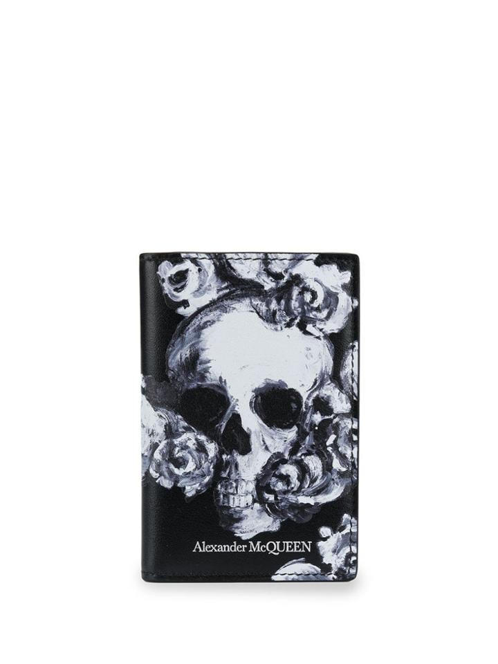 Alexander Mcqueen Skull And Roses Pocket Organiser - Black