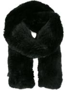 Yves Salomon Woven Style Scarf, Women's, Black, Rabbit Fur