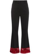 Dolce & Gabbana Cropped Kick Flare Tasselled Trousers - Black