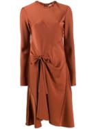 Chloé Tie Detail Flared Dress - Brown