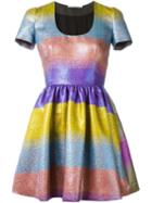 Marco De Vincenzo Colour Block Stripe Metallic Dress