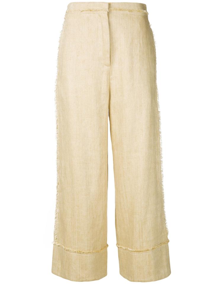 Pringle Of Scotland Turn Up Wide Leg Trousers - Nude & Neutrals