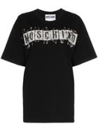 Moschino Logo Safety Pin Applique Cotton T Shirt - Black