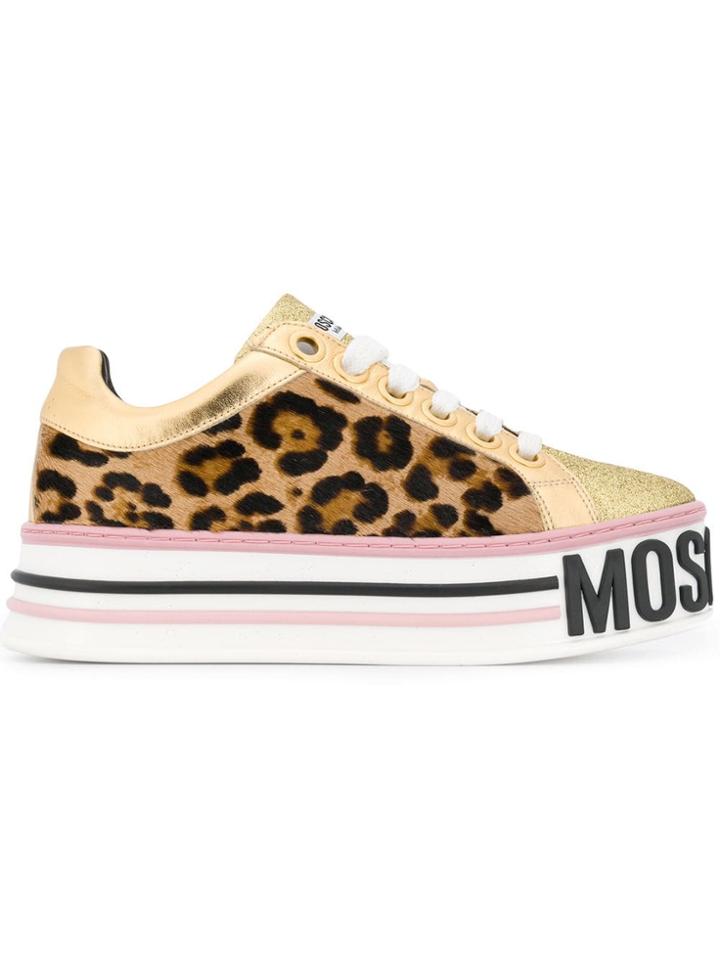 Moschino Leopard Patterned Sneakers - Neutrals