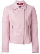 Dolce & Gabbana Zipped Biker Jacket, Women's, Size: 42, Pink/purple, Lamb Skin/silk/spandex/elastane