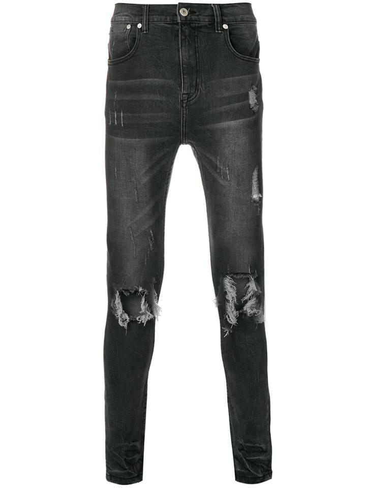 Stampd Distressed Skinny Jeans - Grey
