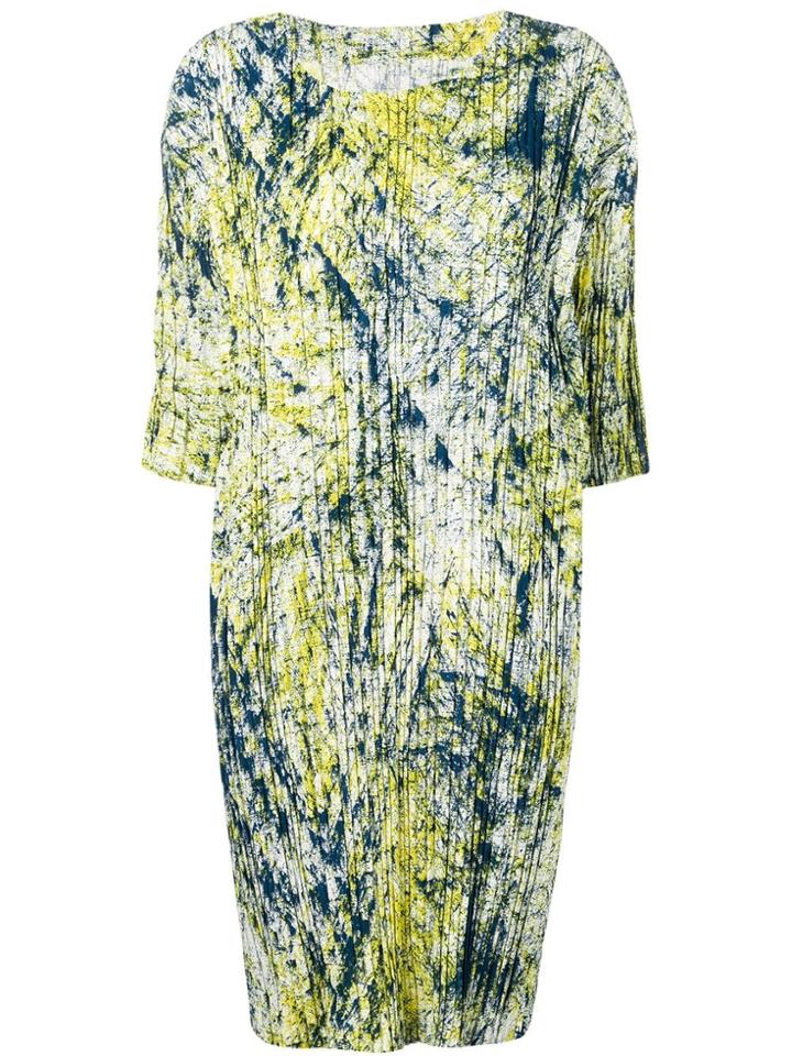 Issey Miyake Men Abstract Pleated Midi Dress - Yellow