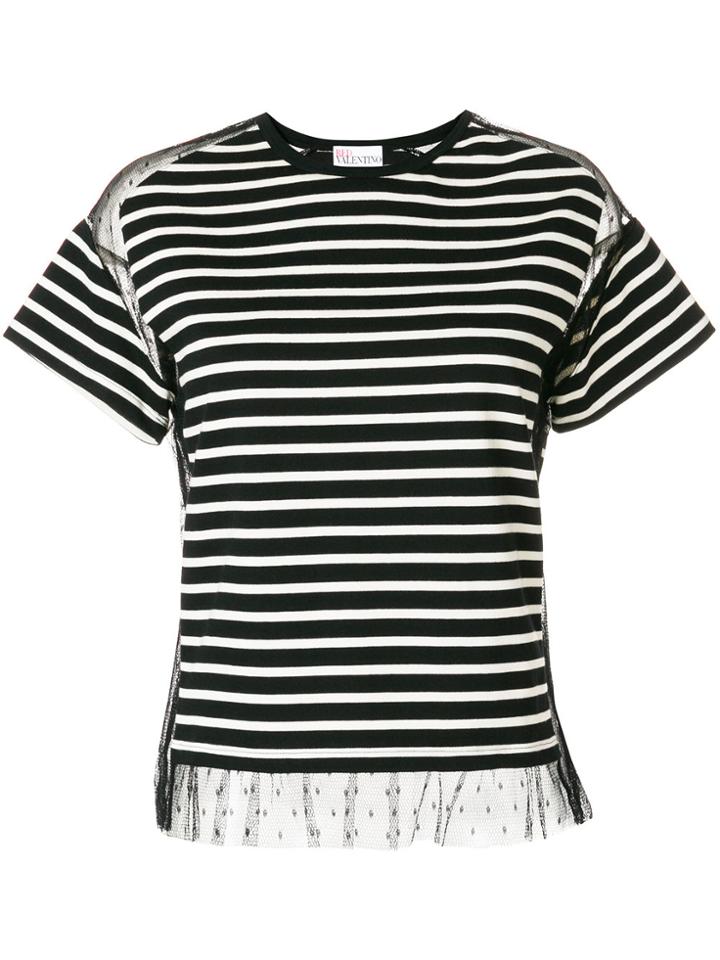 Red Valentino Mesh Insert Striped T-shirt - Black
