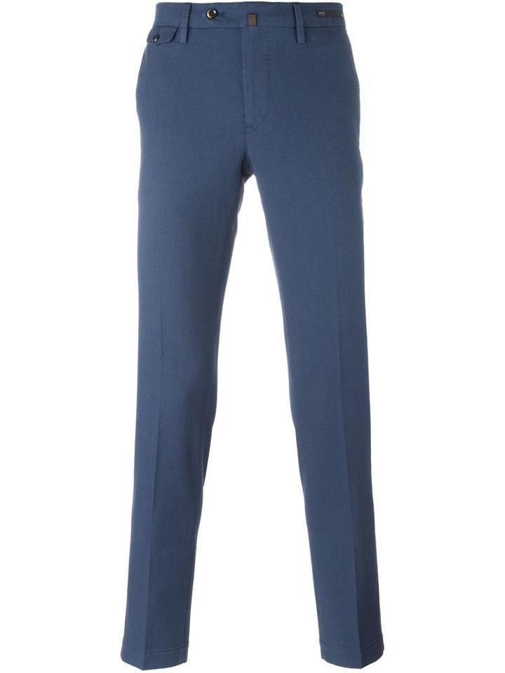 Pt01 Slim Fit Trousers, Men's, Size: 48, Blue, Cotton/spandex/elastane