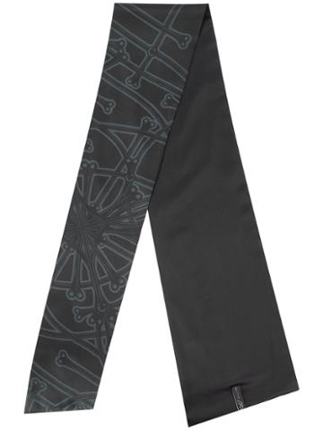 William Ltd. - 'blackbones' Printed Charmeuse Scarf - Men - Silk - One Size, Black, Silk
