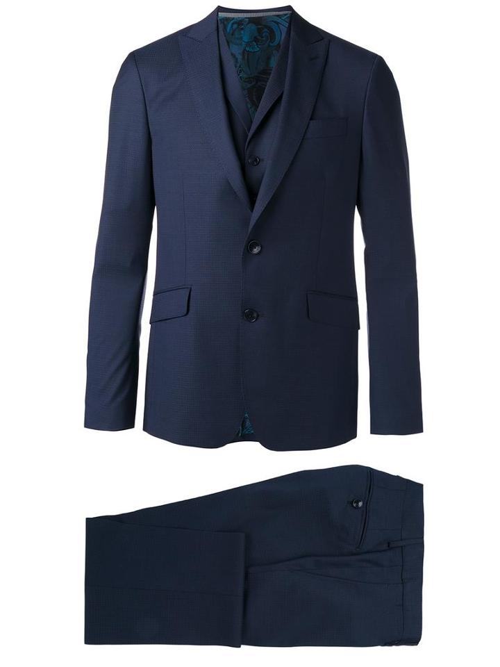 Etro Two-piece Formal Suit, Men's, Size: 48, Blue, Wool/silk/cupro/viscose