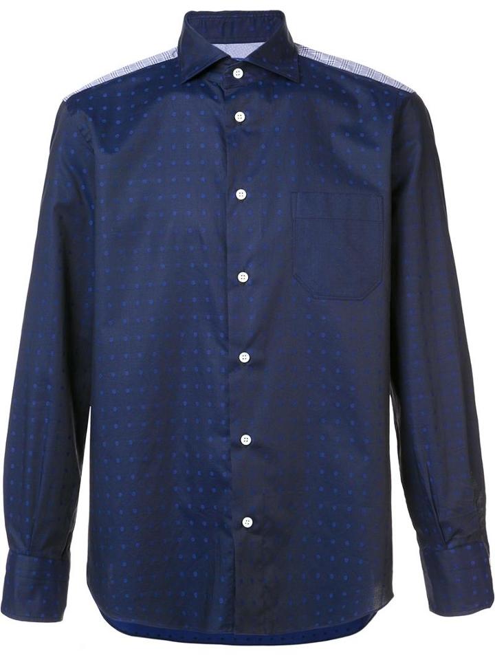 Junya Watanabe Comme Des Garçons Dotted Button Down Shirt, Men's, Size: Medium, Blue, Cotton