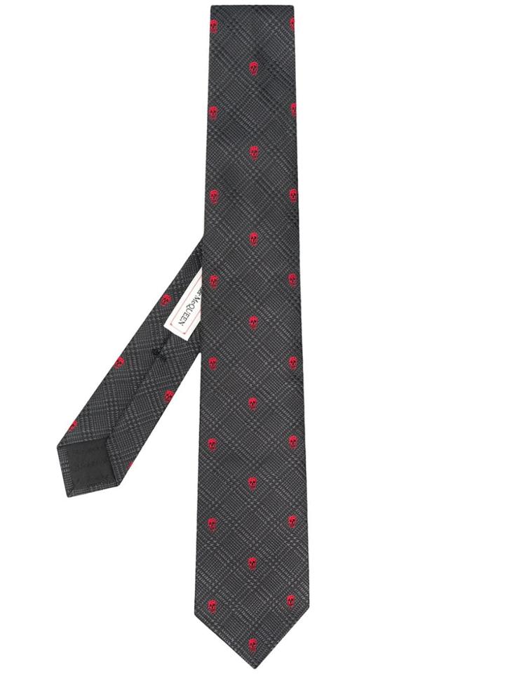 Alexander Mcqueen Skull Patterned Tie - Grey