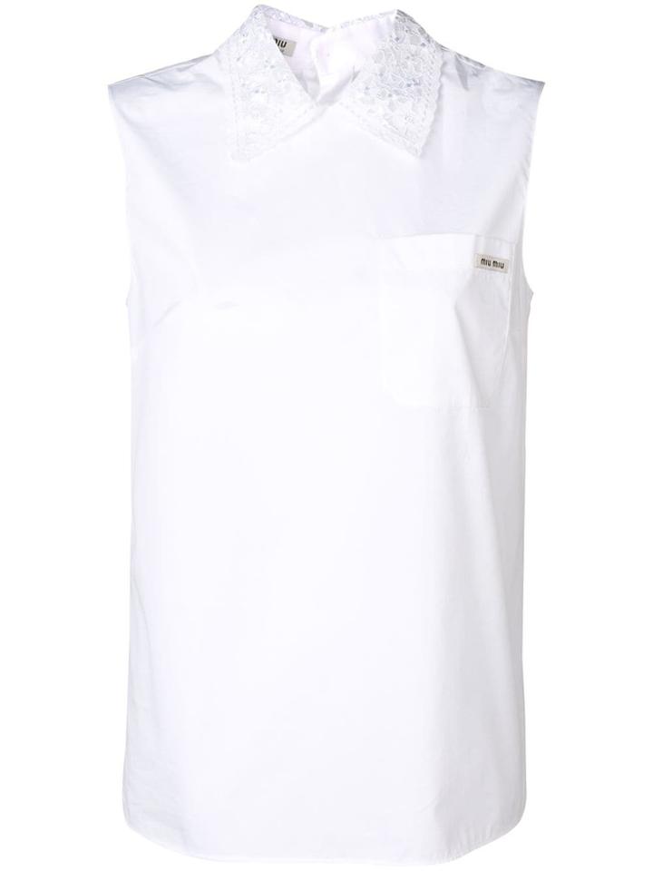 Miu Miu Embroidered Collar Blouse - White