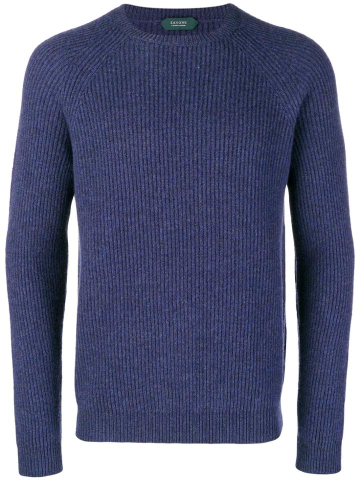 Zanone Ribbed Knit Sweater - Blue