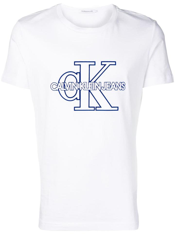 Calvin Klein Jeans Logo Print Crew Neck T-shirt - White