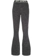 Off-white Flared Metallic Finish Trousers - Black