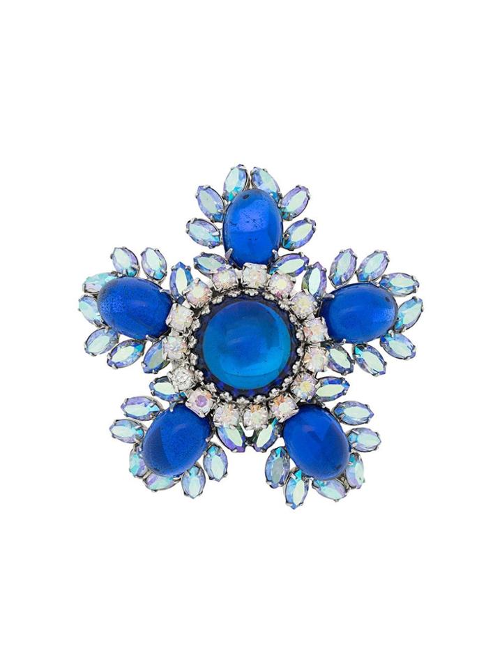 Susan Caplan Vintage 1960s Vintage Vendome Crystal Brooch - Blue