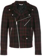 Valentino Checked Biker Jacket - Red