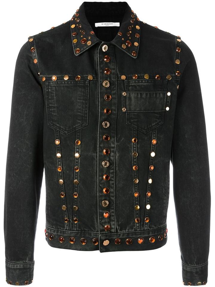 Givenchy Embellished Denim Jacket, Men's, Size: Small, Black, Cotton