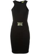 Versace Jeans Belted Sleeveless Dress, Women's, Size: 42, Black, Polyester/spandex/elastane/acetate