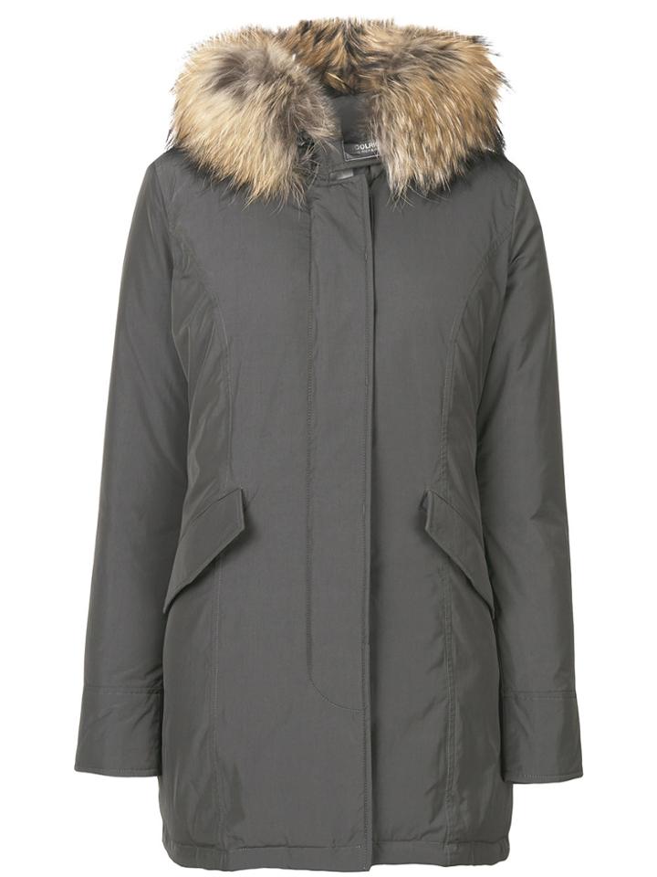 Woolrich Hooded Down Midi Coat - Grey
