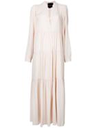 Erika Cavallini - Gathered Detail Maxi Dress - Women - Silk/acetate - 46, Nude/neutrals, Silk/acetate