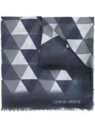 Giorgio Armani Geometric Print Scarf, Men's, Blue, Cashmere/modal
