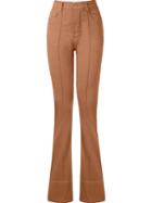 Amapô High Waist Flared Trousers, Women's, Size: 44, Brown, Cotton/spandex/elastane