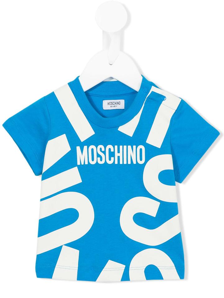 Logo Print T-shirt - Kids - Cotton - 3-6 Mth, Blue, Moschino Kids