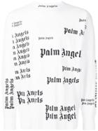 Palm Angels Long Sleeve Logo Print Top - White