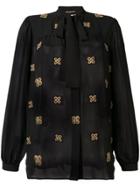 Saint Laurent Semi-sheer Embroidered Shirt - Black