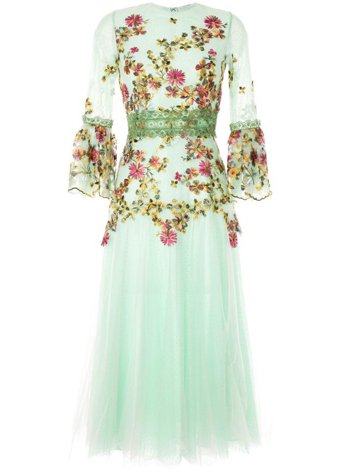 Costarellos Embroidered Midi Dress - Green