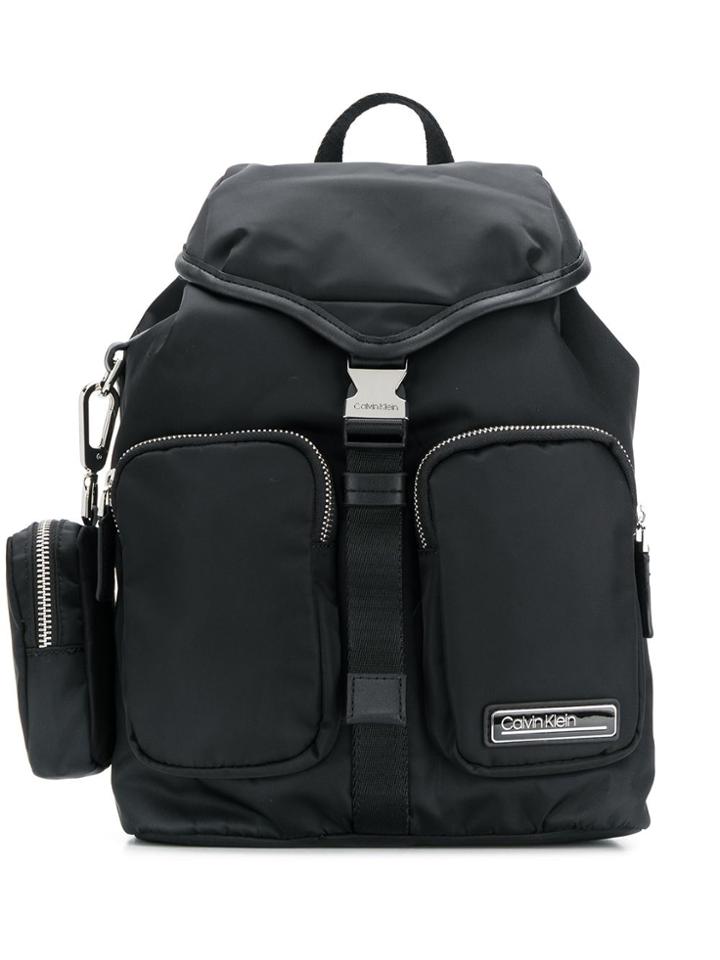 Calvin Klein Leather Trim Backpack - Black