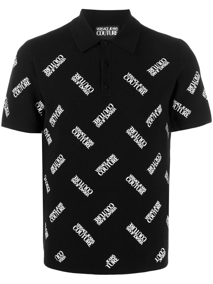 Versace Jeans Couture Logo Print Polo Shirt - Black