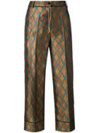 Jucca Geometric Print Cropped Trousers - Brown
