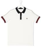 Moncler Kids Logo Patch Polo Shirt - White