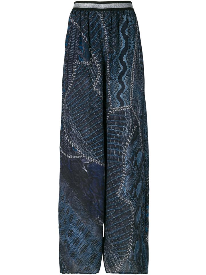 Just Cavalli Flared Printed Trousers - Blue
