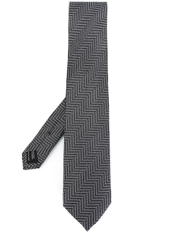Tom Ford Maze Embroidered Tie - Black