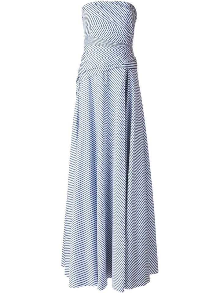 Ralph Lauren Striped Strapless Gown - Blue